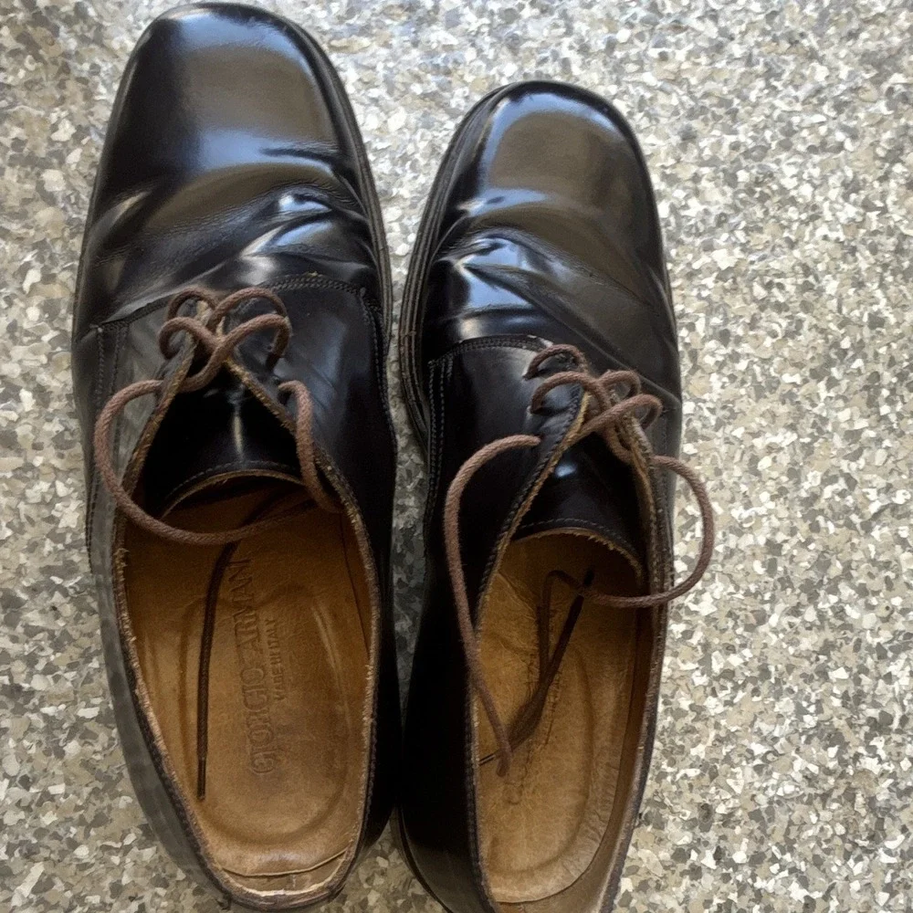 Vintage Giorgio Armani 815 Mens Size 8 Brown Leather Derby Oxfords Italy